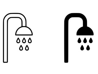 Minimalist icon, shower vector, black and white, outline and silhouette