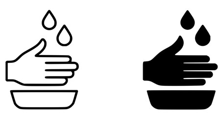 Minimalist icon, handwashing vector, black and white, outline and silhouette