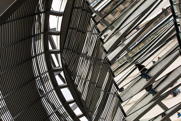 Interior details of the glass Reichstag in Berlin, the seat of the German parliament