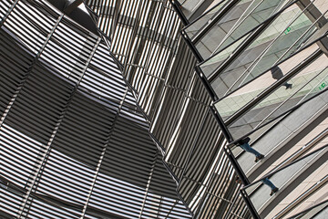 Interior details of the glass Reichstag in Berlin, the seat of the German parliament
