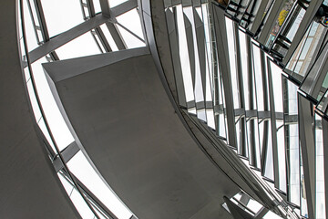Interior details of the glass Reichstag in Berlin, the seat of the German parliament