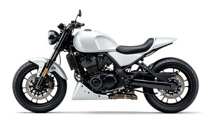 Obraz premium White Motorcycle Side View Mockup — on transparent png Background