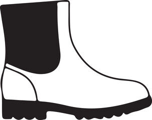 Rubber Work Boot Silhouette Icon. Industrial safety, outdoor gear, and protective footwear graphic