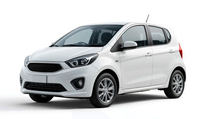 White Compact Car Side View Mockup &mdash; on transparent png Background