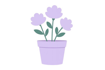 Obraz premium Potted pastel flowers vector illustration with transparent background