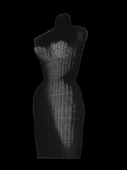 Fashion model  made of wicker shows sculpted attractive female body with plenty of curves. This is a bodice style mannequin.
