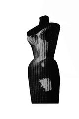 Fashion model  made of wicker shows sculpted attractive female body with plenty of curves. This is a bodice style mannequin.