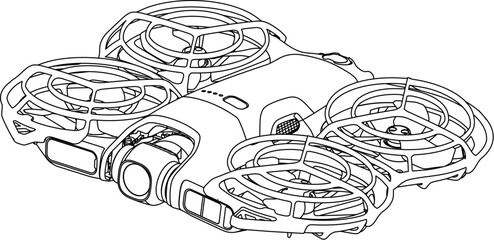 Drone FPV Line Stroke. Drone Vector Isolated. White Background R1001