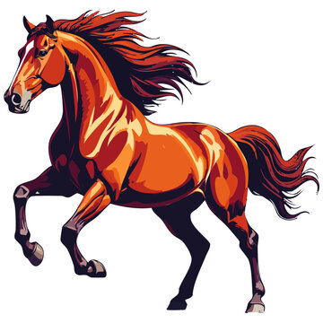 Beautiful Bold Horse with Flowing Mane and Tail Vector Art