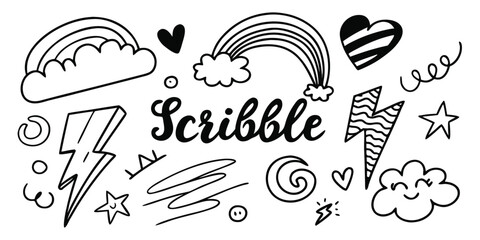 Creative Hand Drawn Doodle Scribble Design Elements with vector illustration