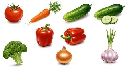 Fresh Vegetable Collection Tomato, Carrot, Cucumber, Pepper & More