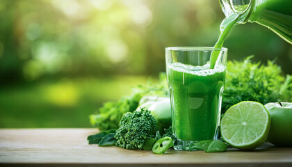 野菜ジュースのイメージ,グリーンスムージー,青汁のイメージ, AI生成画像