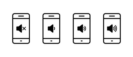 Smartphone volume icon. Mobile sound speaker level symbol