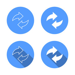 Swap and exchange arrow icon with long shadow. Sync, refresh, and repeat sign