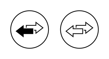 Exchange arrow icon in circular outline. Swap arrows symbol. Opposite direction sign