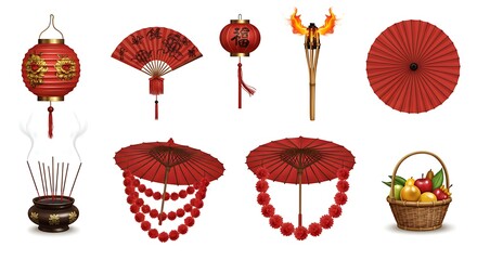 Festive Oriental Decor Lanterns, Parasols, and Incense
