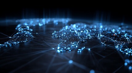 Cross-border fintech grid network: A world map represents a connected financial system