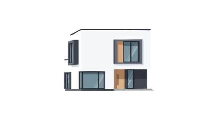 Stylized Modern Home Illustration: A Clean Architectural Design with White Facade and Geometric Elements