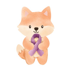 Cute Animals Holding Purple Ribbons
