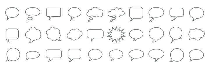 Popup bubble speech line icon, communication chat balloon vector