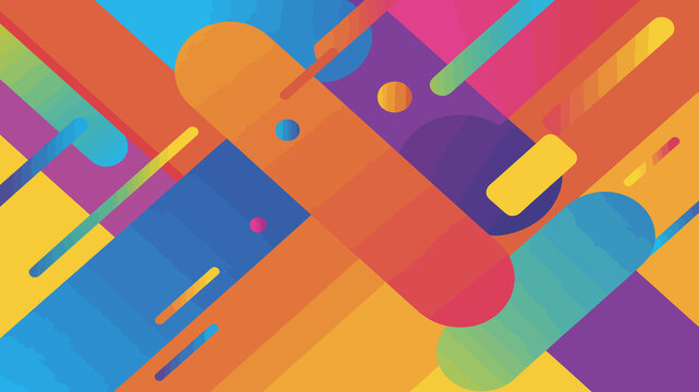 Vibrant abstract background with colorful rounded rectangles and diagonal lines