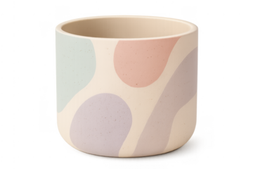 Modern ceramic planter pot with pastel abstract pattern