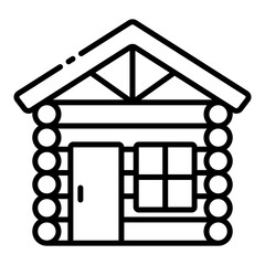 cabin building icon for forest, vacation, retreat
