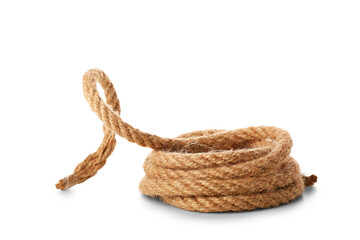 Rolled rope on white background
