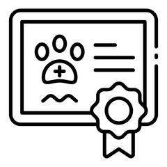 health certificate icon for veterinary, document, approval