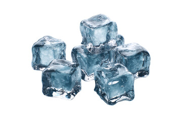 Pile of translucent blue ice cubes with water droplets on black background frozen cold, Isolated On Transparent Background, Png Cut Out