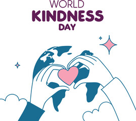 Modern Minimalist World Kindness Day Artwork with Heart and Earth Design.