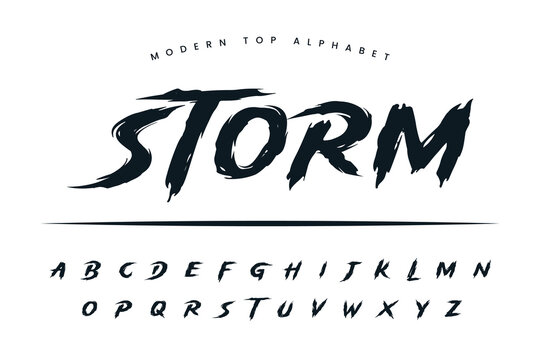 Storm Gust stylish Font and Alphabet abcd font vector design