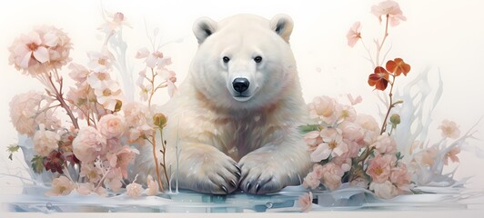 A snow bear , a small creature made of glass that is sitting in the palm of your hand,generative AI