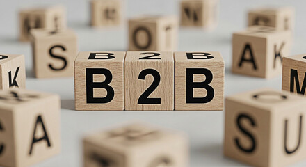 Wooden blocks spelling out b2b business to business concept for marketing strategy and sales growth in a corporate setting