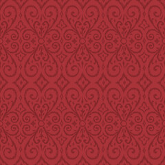 Seamless Red Baroque Pattern For Gift Wrap And Fabric Print