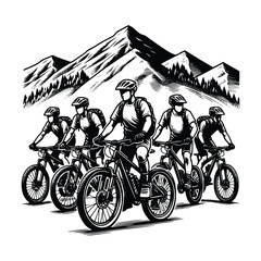 Extreme Sport Mountain Bike Group Journey