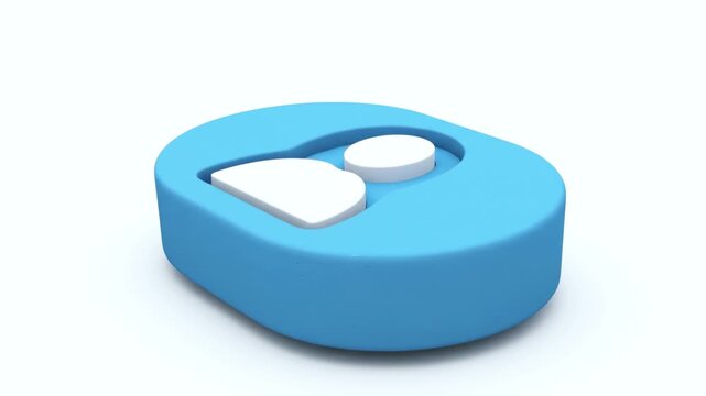 3D render of a profile icon. The blue oval frames a white person silhouette