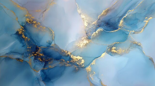 Abstract fluid painting with gold highlights. AI generated