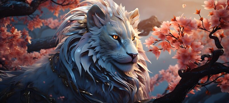 A lion phoenix , a small creature made of glass that is sitting in the palm of your hand,generative AI - Powered by Adobe