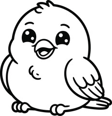 Adorable cartoon baby chick outline for coloring pages
