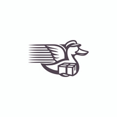 Duck delivery logo design template vector illustration