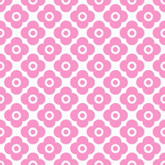 Pink and white simple floral pattern retro