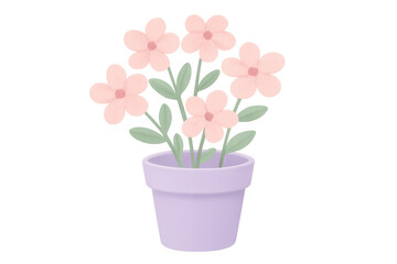 Obraz premium Pink watercolor flowers blooming in a purple pot