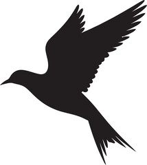 Silhouette of a bird in flight with wings spread wide