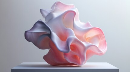 Abstract 3D Rendered Sculptural Form on Display
