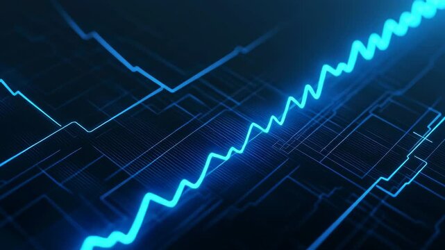 Abstract digital graph with blue lines on a dark background