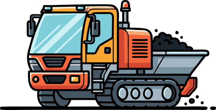 Heavy-duty tracked dumper truck carrying material on a construction site.