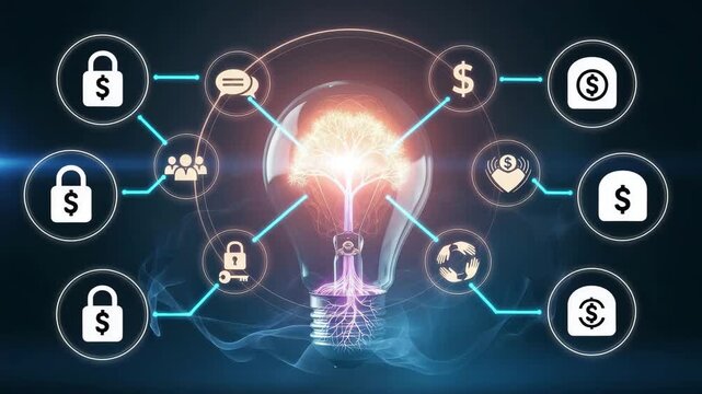 Lightbulb with a tree inside symbolizing ideas, growth, and business concepts