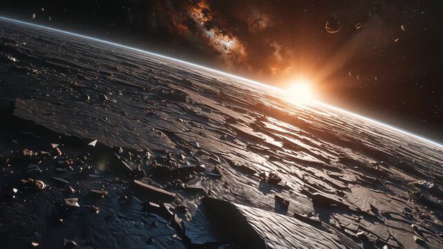 Morning cosmic sunrise, Celestial dawn gently illuminating universe