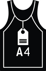 Athletic jersey number tag icon with sportswear elements